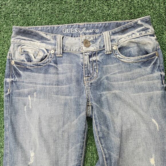 Guess Daredevil Boot Cut Jeans Embellished Pockets Dark Wash Denim Size 30 - Picture 6 of 14